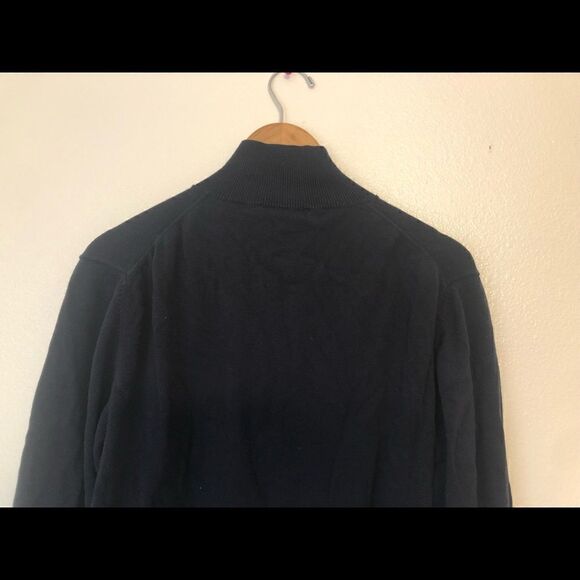 5/$15 SALE FRENCH CONNECTION Quarter Zip Utility Blue Sweater Large - Picture 9 of 16
